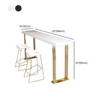 Table de bar rectangulaire de luxe en bois avec base luge dorée pour salle à manger