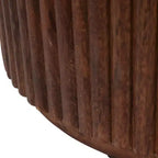Table d'appoint décorative en bois nervuré avec plateau en marbre et rangement - Petite table d'appoint pour la décoration de la chambre ou du salon