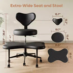 Chaise de bureau ergonomique Pinmoco Criss Cross, Chaise de méditation réglable en hauteur, Pivotante à 360°, Support lombaire, Chaise de travail et de bureau, Chaise TDAH