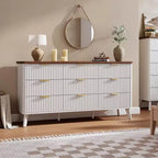 Commode cannelée à 9 tiroirs, commode moderne, meuble TV en bois, design à profil incurvé, pour salon, couloir