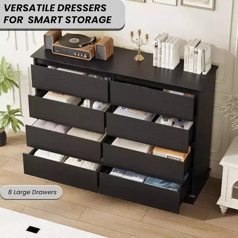 Armoire de rangement à 8 tiroirs, commode à tiroirs profonds, grand placard à plateau large pour salon, couloir, chambre d'enfants