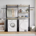 Étagère au-dessus du Lave-linge, Étagère de Rangement pour Sèche-linge à 5 Niveaux avec Hauteur Réglable, Étagère de Salle de Bain, Rangement Gain de Place pour Salle de Bain, Buanderie