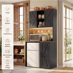 Meuble de cuisine Besiost avec espace mini-réfrigérateur, meuble de bar à café avec étagère de rangement