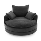 Fauteuil d'appoint pivotant à 360°, Fauteuil pivotant rond en forme de baril avec coussin pour salon