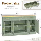 Buffet de cuisine Celebalcony avec rangement, grand buffet de cuisine de 135,6 cm avec 3 tiroirs et 4 portes, étagère réglable pour cuisine, salon