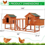 Grand poulailler AECOJOY 366 cm avec enclos, abri en bois, cage à volaille