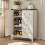Meuble de rangement pour chaussures Moasis à 5 niveaux et 20 paires avec portes doubles pour entrée