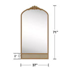Miroir mural marron avec cadre en bois massif classique sculpté de 94 cm (37 po) de large x 180 cm (71 po) de haut avec fond en rotin