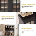 Meuble à chaussures haut Lantine avec portes, rangement à chaussures à 8 niveaux avec étagères réglables, armoire à chaussures moderne pour couloir, placard, salon, blanc