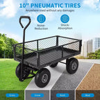 Chariot de jardin robuste en acier, 227 kg, chariot utilitaire pliant avec côtés et doublure en maille amovibles, pneus pneumatiques de 25,4 cm, poignée de traction
