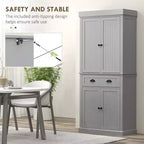 Garde-manger de cuisine de 71 po avec lumières DEL, 6 tablettes de porte, un tiroir et 4 tablettes réglables
