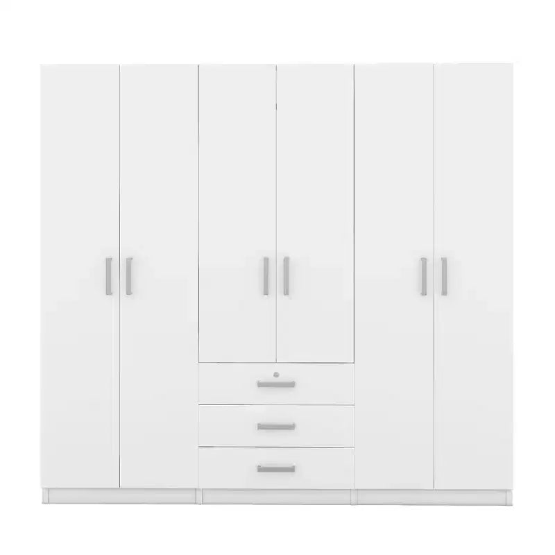 Armoire 6 portes en bois avec tiroirs pour chambre à coucher