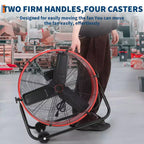Ventilateur de sol, Ventilateur industriel - Ventilateur de tambour robuste de 24 pouces avec 4 vitesses, Circulateur d'air en métal pour entrepôt, atelier, garage, usine, sous-sol