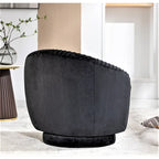 Petit fauteuil pivotant rond en velours Milvo
