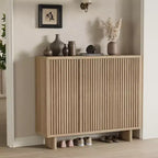 Meuble à chaussures Acekool 46 avec porte cannelée, meuble de rangement 5 niveaux, banc d'entrée rustique pour couloir, 41,5H