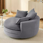 Fauteuil d'appoint pivotant à 360°, Fauteuil pivotant rond en forme de baril avec coussin pour salon