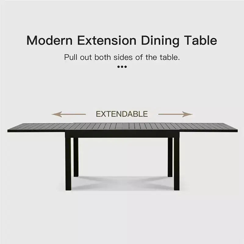 Table à manger extensible Okak en aluminium pour patio, cuisine et salle à manger