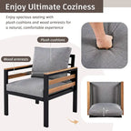 Ensemble de canapés d'extérieur 4 pièces pour 5 personnes avec table basse en bois massif et coussins amovibles
