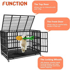 BOSSIN Cage pour Chien Robuste Indestructible 48/38 Pouces, Niche Anti-Évasion avec Roues Verrouillables