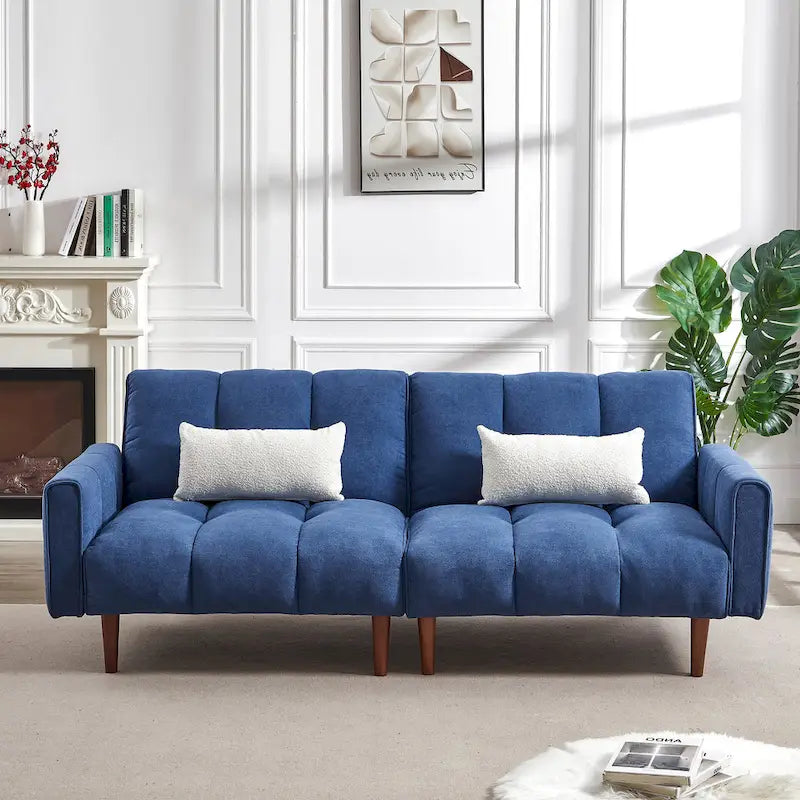 Canapé convertible futon avec positions réglables et pieds en bois