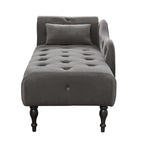 Chaise longue moderne de 154 cm avec revêtement en velours, boutons capitonnés, pieds en bois massif et clous de tapissier