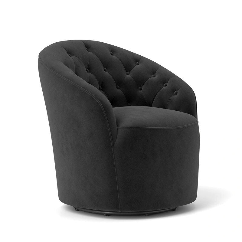 Fauteuils pivotants à 360 degrés en velours capitonné moderne SEYNAR avec dossier touffeté (lot de 2)