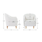 28.34W Lot de 2 fauteuils d'appoint, fauteuil barillet en velours avec pieds en bois massif