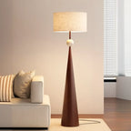 Lampadaire conique contemporain en métal avec abat-jour en tissu
