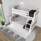 Lit superposé Max & Lily une place au-dessus d'un lit double avec lit gigogne, lits superposés pour enfants en bois massif de style scandinave