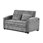 61.6 Canapé-lit convertible moderne en chenille avec ports USB, porte-gobelets et dossier réglable pour salon, appartement