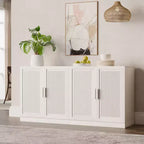 Buffet de rangement à portes en rotin 3 ensembles avec étagères réglables - 93L x 31H