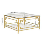 Table basse carrée Merax avec plateau en verre noir ou transparent et étagère de présentation à deux niveaux