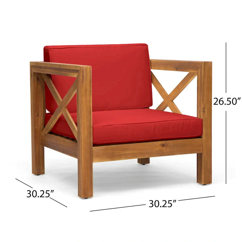 Ensemble de conversation d'extérieur Brava 6 pièces en bois d'acacia par Christopher Knight Home