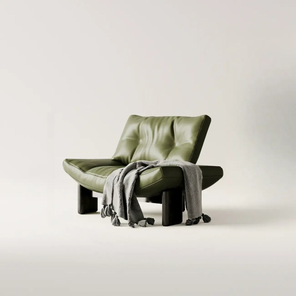 Fauteuil d'appoint contemporain en chenille noire capitonnée sans accoudoirs