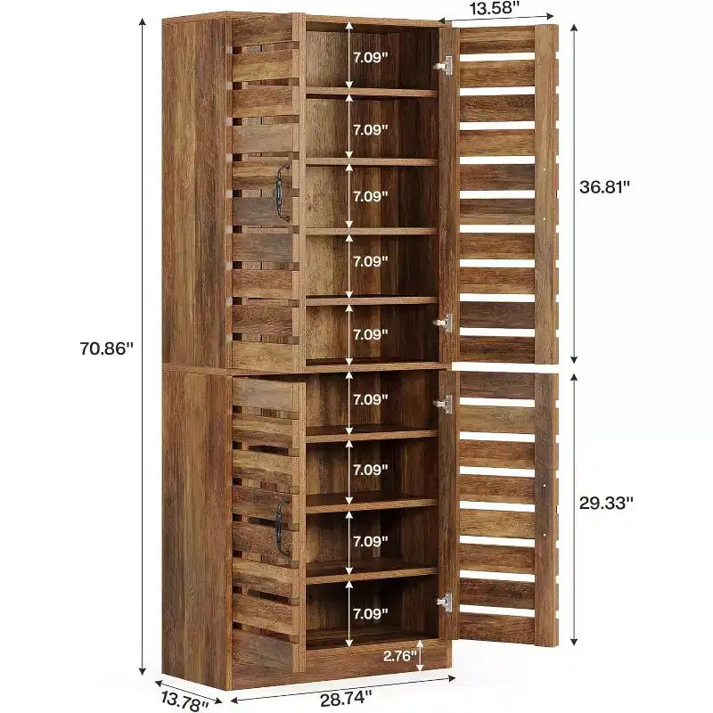 Lantine Meuble à chaussures haut 70,8" avec portes persiennes, meuble de rangement vertical pour 27 paires de chaussures à 9 niveaux