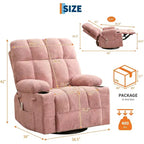 Fauteuil inclinable surdimensionné pour adultes, canapé berçant pivotant manuel, poches latérales et porte-gobelets pour personnes fortes et de grande taille, salon