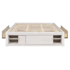 Cadre de lit plateforme Whisen Queen avec 4 tiroirs de rangement et rangement dans le pied de lit