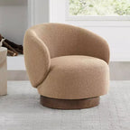 Fauteuil d'appoint pivotant Spruce&Spring en tissu avec base en bois