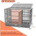 BOSSIN Cage pour Chien Robuste Indestructible 48/38 Pouces, Niche Anti-Évasion avec Roues Verrouillables