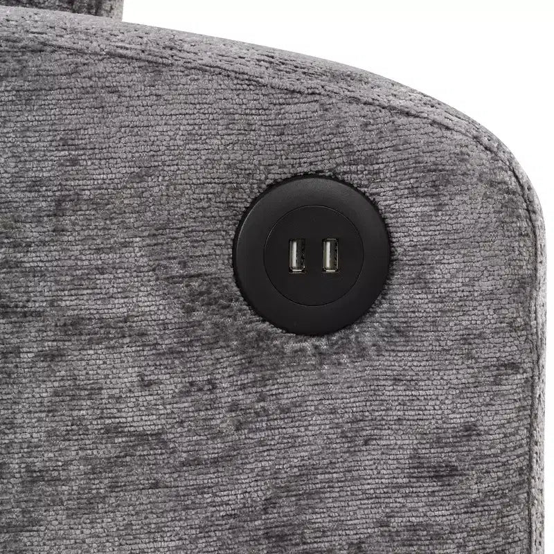 61.6 Canapé-lit convertible moderne en chenille avec ports USB, porte-gobelets et dossier réglable pour salon, appartement