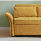 Canapé-lit gigogne en tissu chenille jaune - 39,00 x 53,50 x 31,50