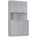 71 Armoire de cuisine, armoire de rangement haute avec support pour micro-ondes, buffet de cuisine moderne, 3 étagères réglables pour salon, salle à manger
