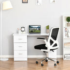 HOMCOM Bureau d'ordinateur moderne 47" pour la maison et le bureau, combo bibliothèque, table d'écriture, poste de travail avec 3 tiroirs et étagère de rangement - Blanc