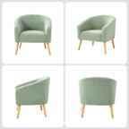Fauteuil Sheila Modern 30 W Boucle avec pieds en bois massif, lot de 2, par HULALA HOME