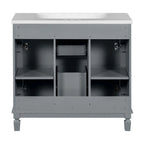 Meuble-lavabo de salle de bain moderne de 91 cm avec lavabo et armoire de toilette, 2 portes et 2 tiroirs