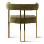 Ensemble table à manger ronde extensible en ovale avec 4 fauteuils en velours, design piédestal moderne, jusqu'à 8 personnes - Panipeachy
