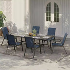 Chaises de patio, Lot de 4/6 chaises de salle à manger empilables d'extérieur en textilène léger résistant aux intempéries avec accoudoirs pour jardin, terrasse de piscine