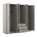 Armoire 6 portes en bois avec 3 grands tiroirs de rangement pour chambre à coucher