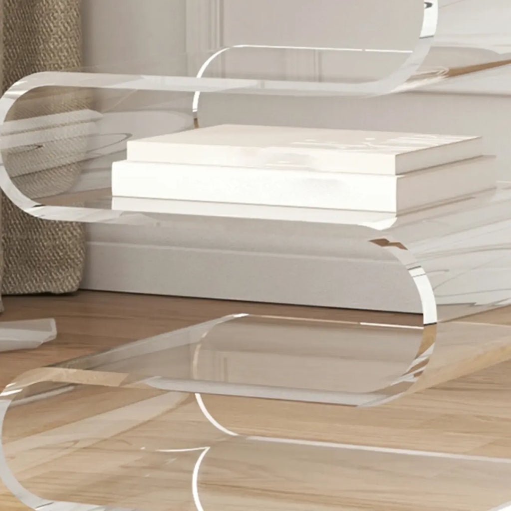 Table d'appoint contemporaine en acrylique en forme de S avec rangement