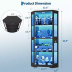 Vitrine en verre, vitrines d'angle à 4 niveaux, armoires de rangement pour objets de collection/jouets/livres, armoires de rangement pour salon
